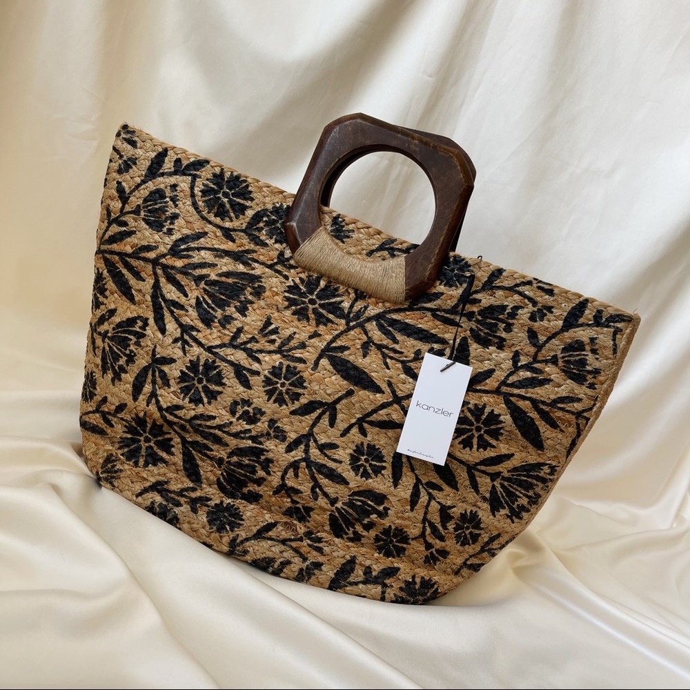 Summer French Basket Bag — Natural/Navy - Picture 5 of 11
